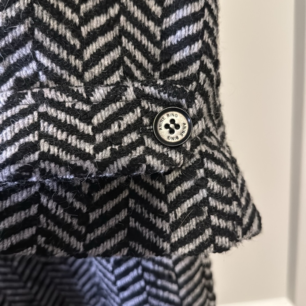 Anine Bing Elodie Herringbone Tweed Long Overcoat - Picture 10 of 14